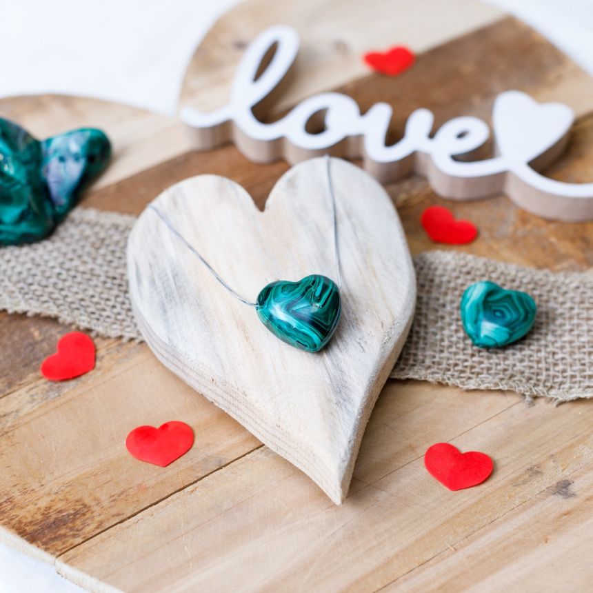 Pendentif coeur Rati - Malachite (Petit)