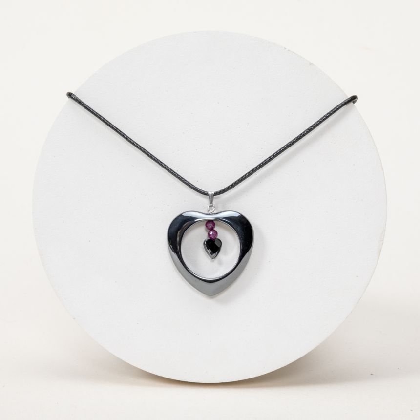 Pendentif Gloria - Hématite, Rubis