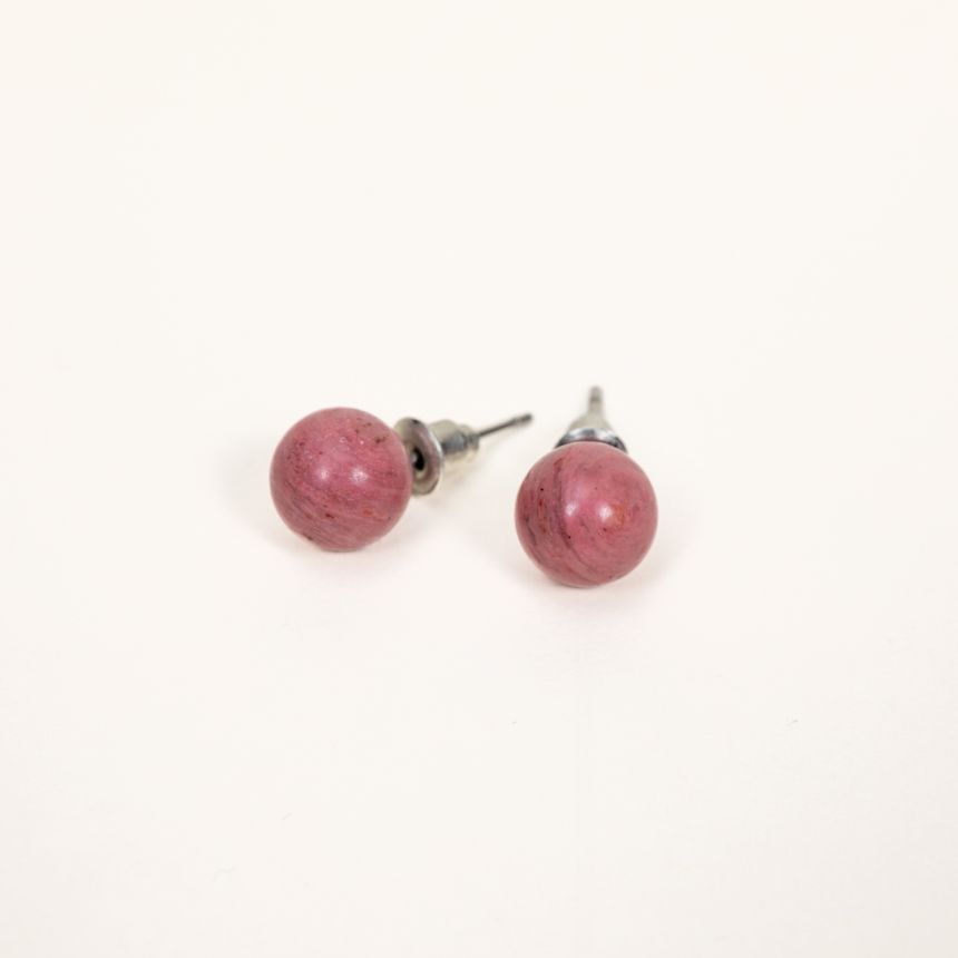Boucle d'oreilles puces Hestia - Rhodochrosite 8mm