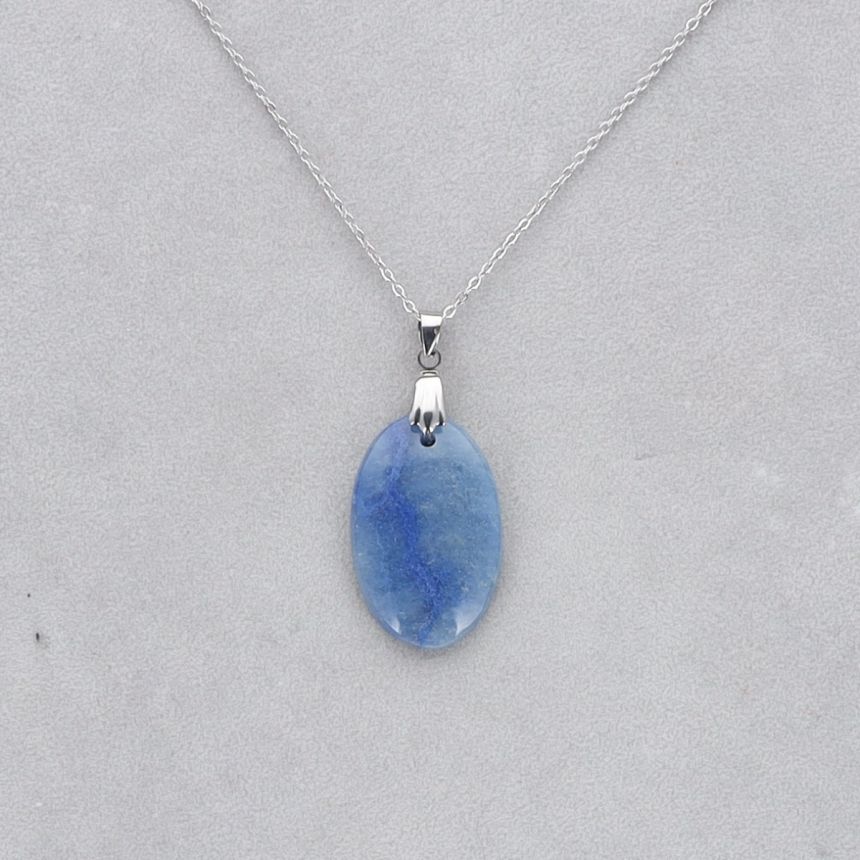 Quartz Bleu Cabochon percé 23