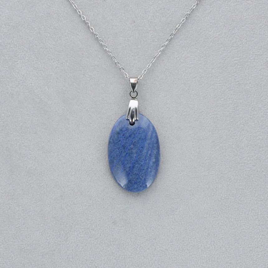 Quartz Bleu Cabochon percé 8